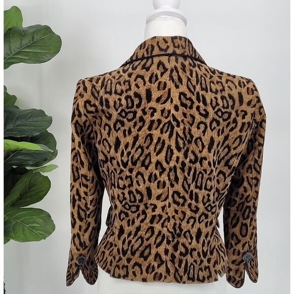 Bebe Leopard Print Blazer Womens Size 8 Power Chic Retro Y2K Bold Classic Jacket - Picture 5 of 10